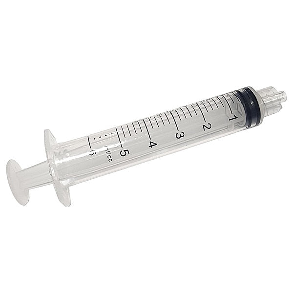 Dispensing Syringe, 5 mL, Manual, Luer Lock, High Density Polypropylene, Translucent, 10 Pack