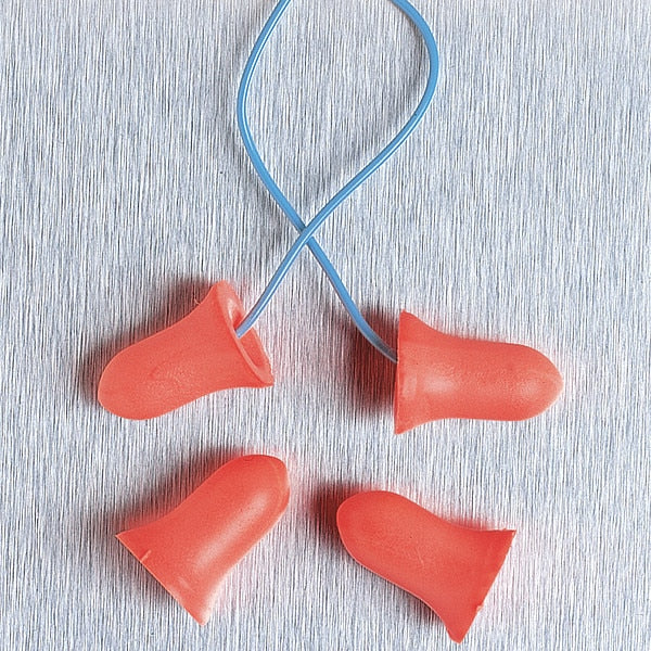 Max-30 Disposable Corded Earplugs, Foam, Bell Shape, NRR 33 dB, Coral, 100 Pairs/Box
