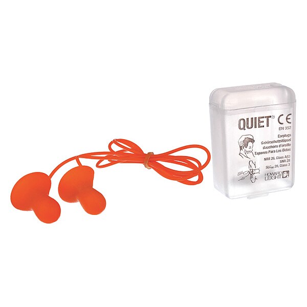 Reusable Corded Ear Plugs, Bell Shape, 26 dB, 50 Pairs, Orange