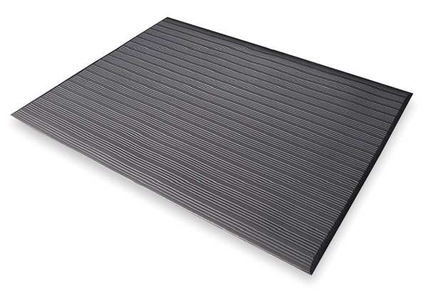 Antifatigue Mat, Black, 3 ft. L x 2 ft. W, PVC Closed Cell Foam, Corrugated Surface Pattern