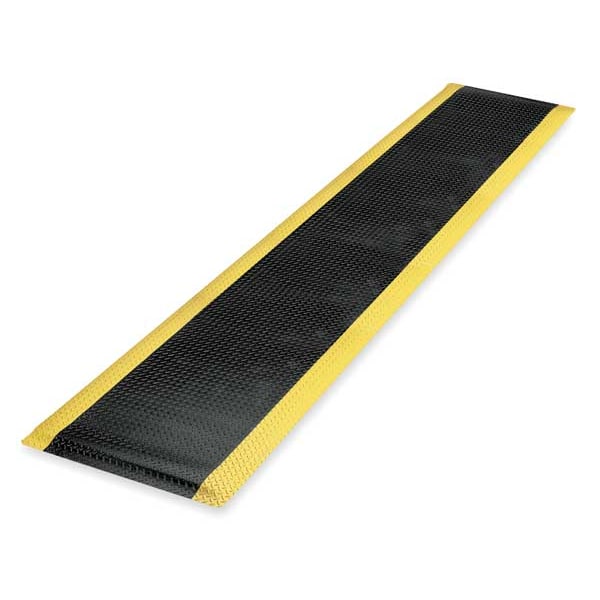 Antifatigue Runner, Black/Yellow, 9 ft. L x 3 ft. W, Vinyl Surface With Dense Closed PVC Foam Base