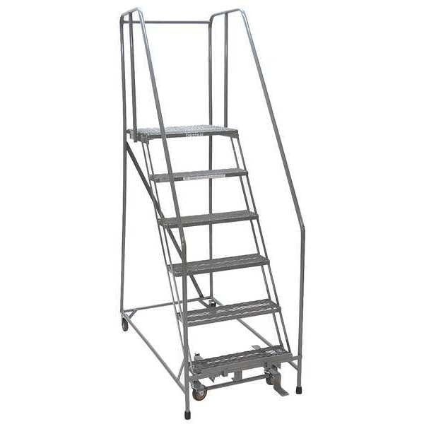 90 in H Steel Rolling Ladder, 6 Steps