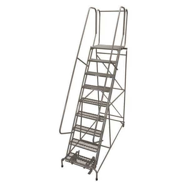 120 in H Steel Rolling Ladder, 9 Steps