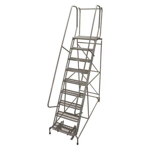 120 in H Steel Rolling Ladder, 9 Steps