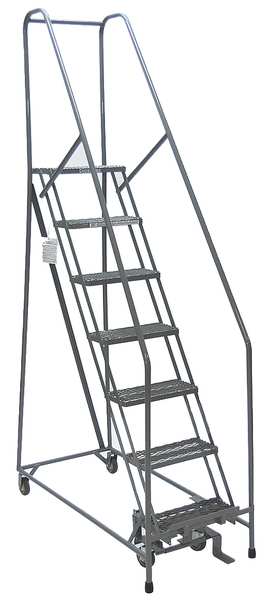 120 in H Steel Rolling Ladder, 9 Steps