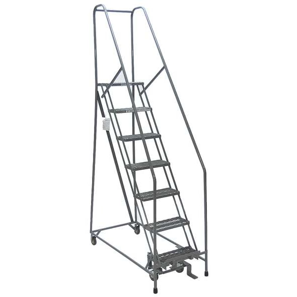 110 in H Steel Rolling Ladder, 8 Steps