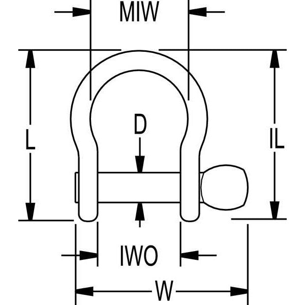 Bow Shackle, Screw Pin, 880 lb.