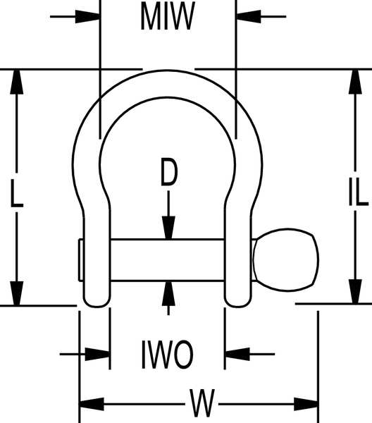 Bow Shackle, Screw Pin, 660 lb.