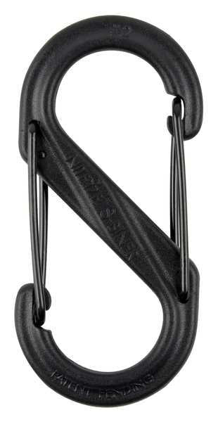 Carabiner Clip, 2 In., Plastic, Black