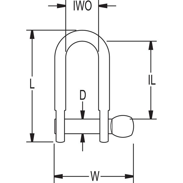 D Shackle, Screw Pin, 310 lb., dia. 1/8 In.