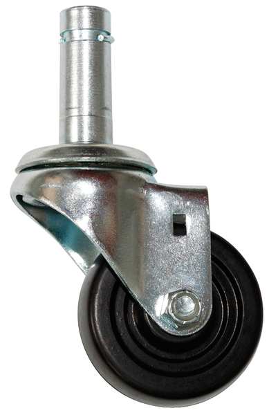 Swivel Stem Caster, Rubber, 3 in., 200 lb.