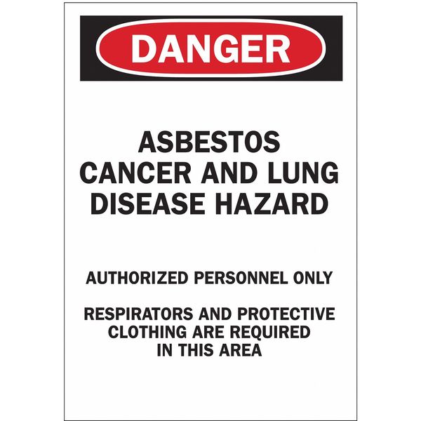 Danger Sign, 20 in H, 14 in W, Fiberglass, Rectangle, English, 74520