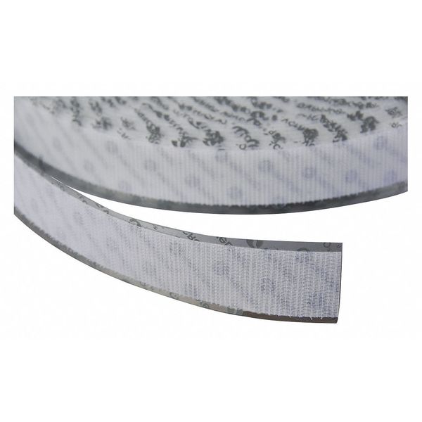 Reclosable Fastener, Acrylic Adhesive, 75 ft, 1/2 in Wd, White