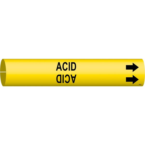 Pipe Marker, Acid, Yel, 1-1/2 to 2-3/8 In