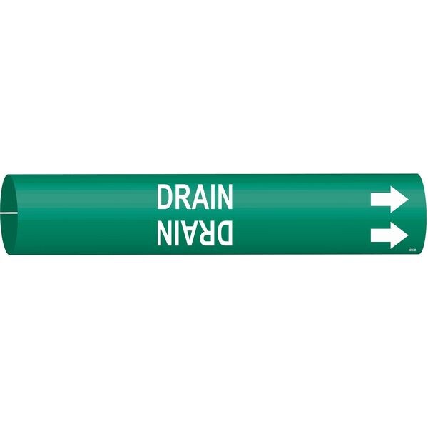 Pipe Marker, Drain, Grn, 1-1/2 to 2-3/8 In, 4055-B