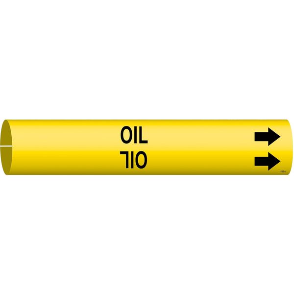 Pipe Marker, Oil, Yellow, 3/4 to 1-3/8 In