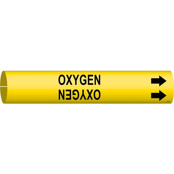 Pipe Marker, Oxygen, Yel, 3/4 to 1-3/8 In