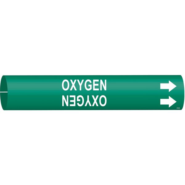 Pipe Marker, Oxygen, Grn, 1-1/2 to 2-3/8 In