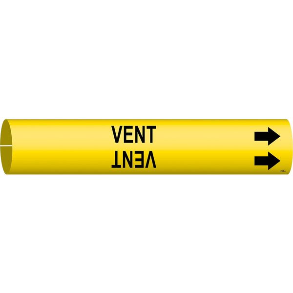 Pipe Marker, Vent, Yellow, 3/4 to 1-3/8 In