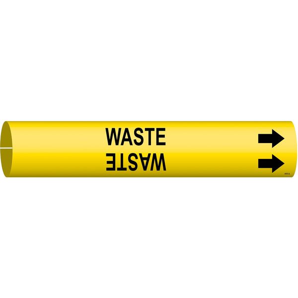 Pipe Marker, Waste, Yellow, 3/4 to 1-3/8 In