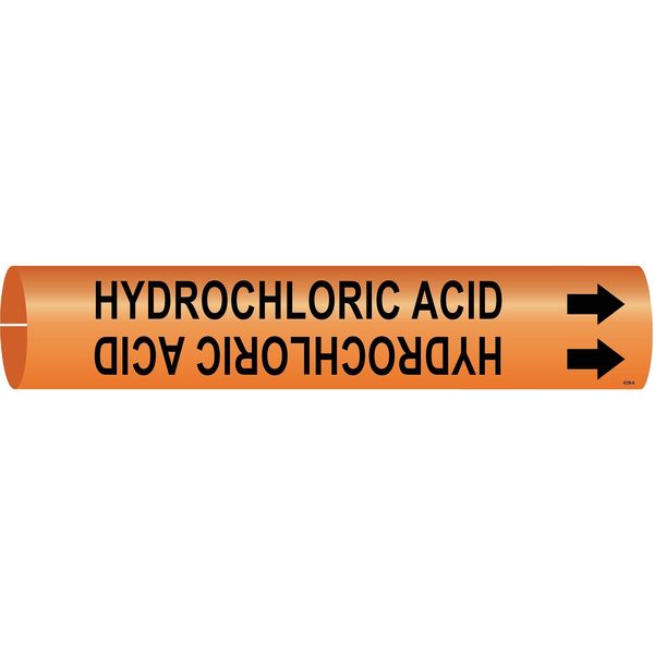 Pipe Marker, Hydrochloric Acid, Og, 4to6 In