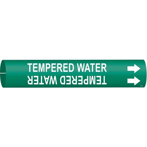 Pipe Marker, Tempered Water, Grn, 4 to 6 In