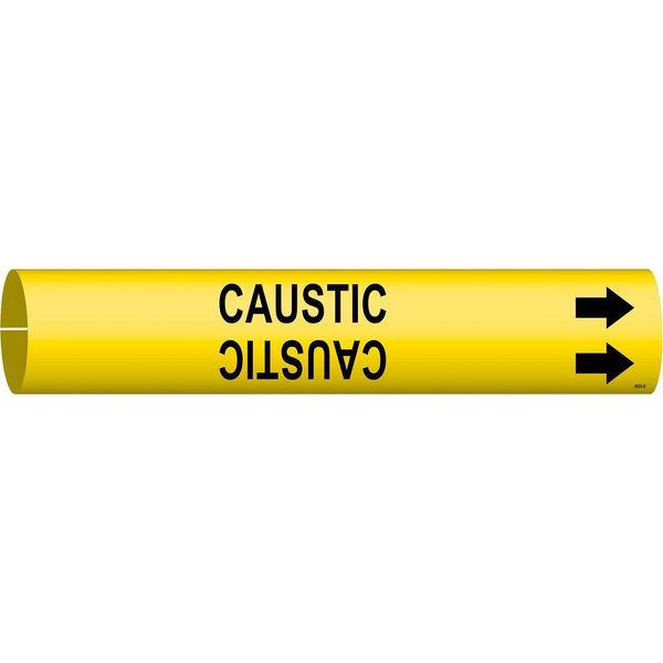 Pipe Marker, Caustic, Yellow, 4 to 6 In