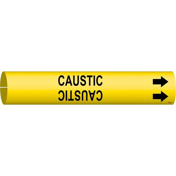 Pipe Marker, Caustic, Yel, 2-1/2 to3-7/8 In