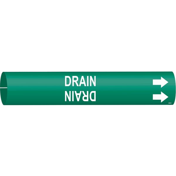 Pipe Marker, Drain, Green, 4 to 6 In