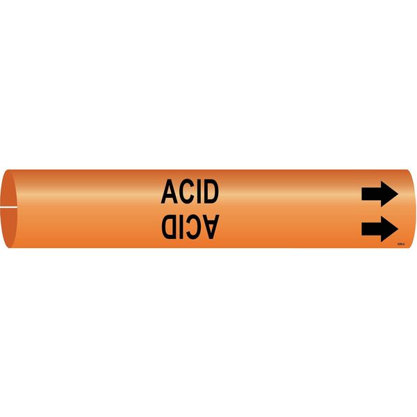 Pipe Marker, Acid, Orange, 1-1/2 to2-3/8 In
