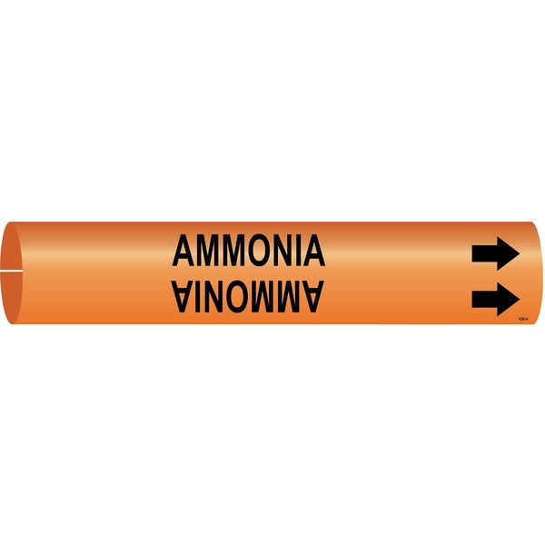 Pipe Marker, Ammonia, Ong, 2-1/2 to3-7/8 In