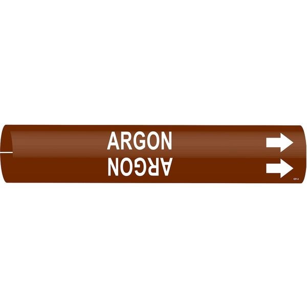 Pipe Marker, Argon, Brown, 2-1/2 to3-7/8 In