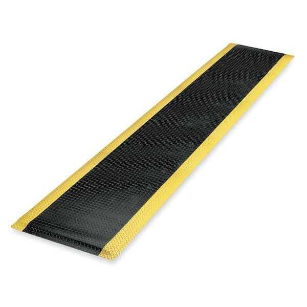 Antifatigue Runner, Black/Yellow, 20 ft. L x 3 ft. W, Vinyl Surface With Dense Closed PVC Foam Base