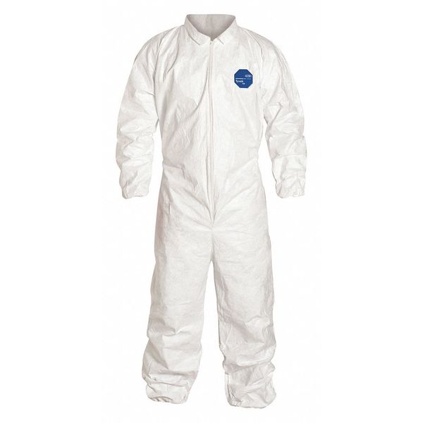 Collared Disposable Coveralls, White, Tyvek(R) 400, Zipper