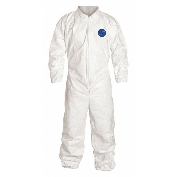 Collared Disposable Coveralls, White, Tyvek(R) 400, Zipper