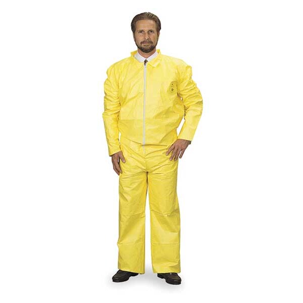Collared Chemical Resistant Coveralls, Yellow, Zipper