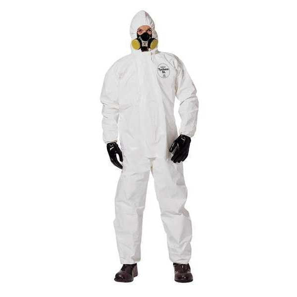 Hooded Chemical Resistant Coveralls, 12 PK, White, Zipper