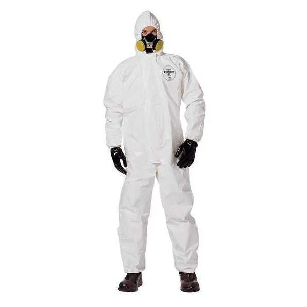 Hooded Chemical Resistant Coveralls, 12 PK, White, Zipper