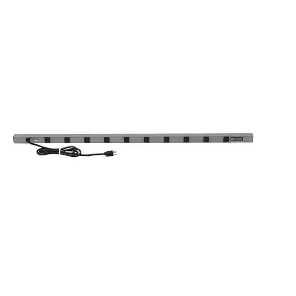 Outlet Strip, 15A, 10 Outlet, 48 in., Gray
