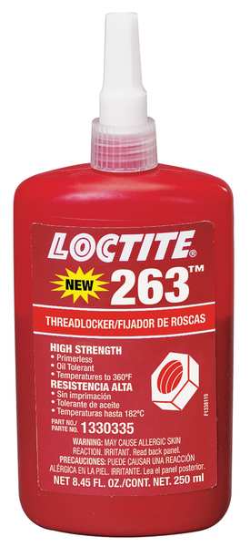 Primerless Threadlocker, LOCTITE 263, Red, High Strength, Liquid, 250 mL Bottle