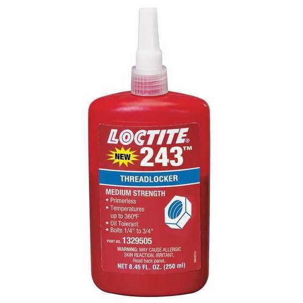 Primerless Threadlocker, LOCTITE 243, Blue, Medium Strength, Liquid, 250 mL Bottle