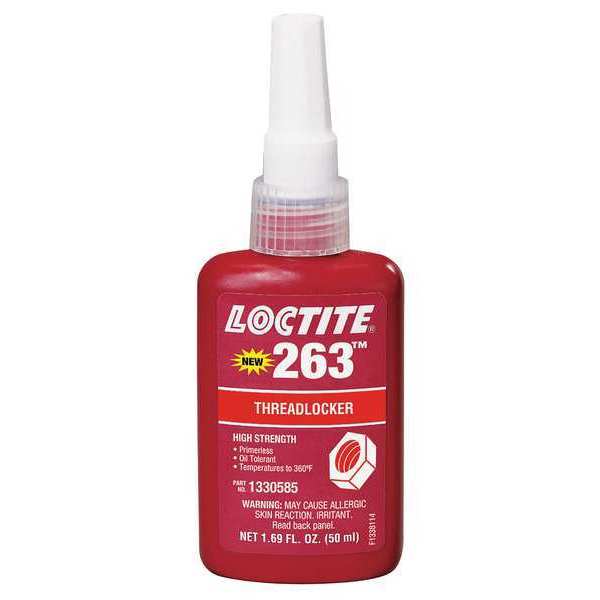 Primerless Threadlocker, LOCTITE 263, Red, High Strength, Liquid, 50 mL Bottle