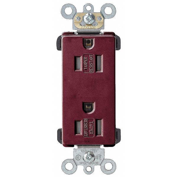 Receptacle, 15 A Amps, 125VAC, Decorator Duplex Outlet, 5-15R, Brown