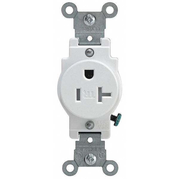 Receptacle, 20 A Amps, 125VAC, Single Outlet, 5-20R, White