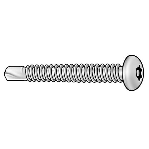 Sheet Metal Screw, #6 x 1-1/4 in, Zinc Plated Steel Pan Head Torx Drive, 100 PK