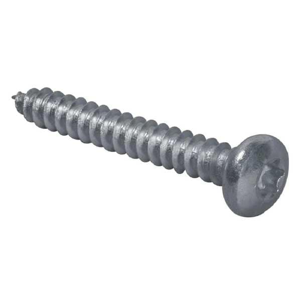 Sheet Metal Screw, #6 x 1-1/4 in, Zinc Plated Steel Pan Head Torx Drive, 100 PK