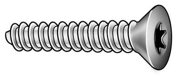 Sheet Metal Screw, #6 x 3/8 in, Zinc Plated Steel Pan Head Torx Drive, 100 PK