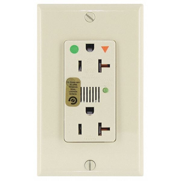 Receptacle, 20 A Amps, 125VAC, Decorator Duplex Outlet, 5-20R, Ivory