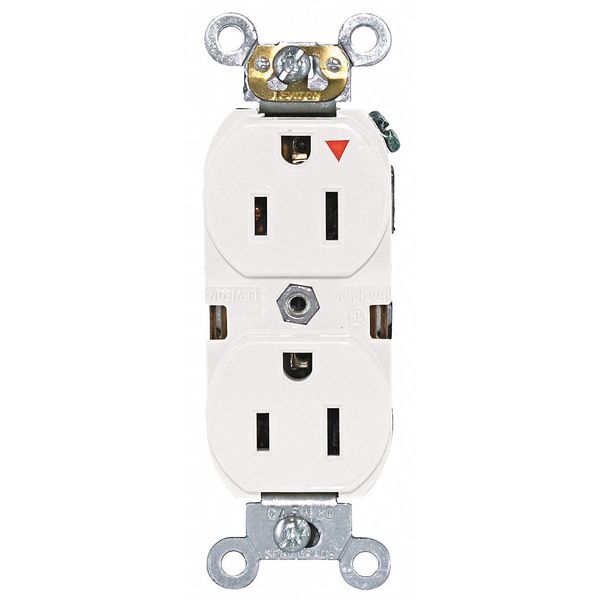 Receptacle, 15 A Amps, 125VAC, Duplex Outlet, 5-15R, White