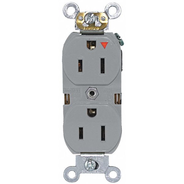 Receptacle, 15 A Amps, 125VAC, Duplex Outlet, 5-15R, Gray